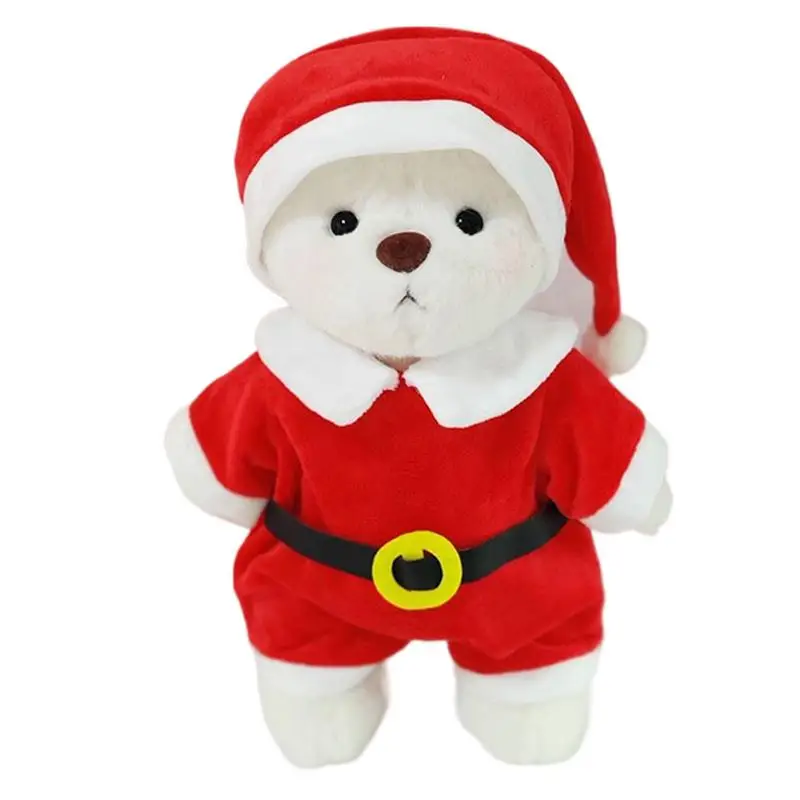 Christmas Plush Toy Outfit Santa Claus Dress Up Stuffy Overalls 30cm Dress Up Doll Clothes Christmas Hat Stuffed Animal Outfit