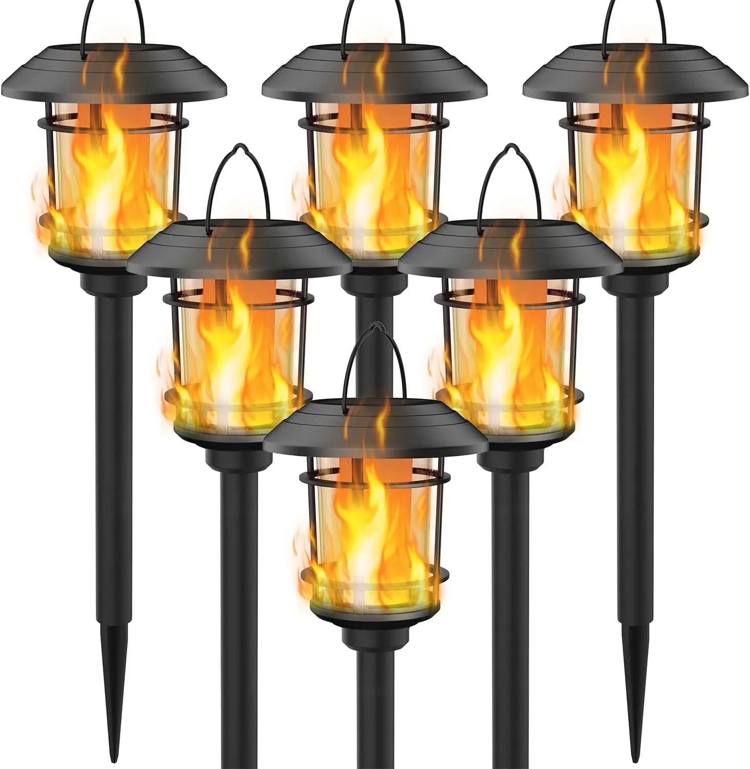 

6 Pack Solar Flame Torch Lights Outdoor, Flickering Flame Garden Lanterns Auto On/Off Waterproof for Lawn Patio Yard