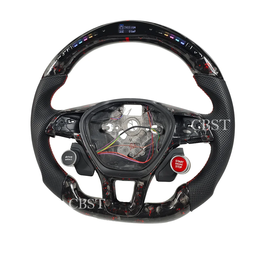 Forged Carbon Fiber Steering Wheel with  Rose Gold Flake and LED for VW Passat CC Golf MK7 2013-2020  Engine Start Button
