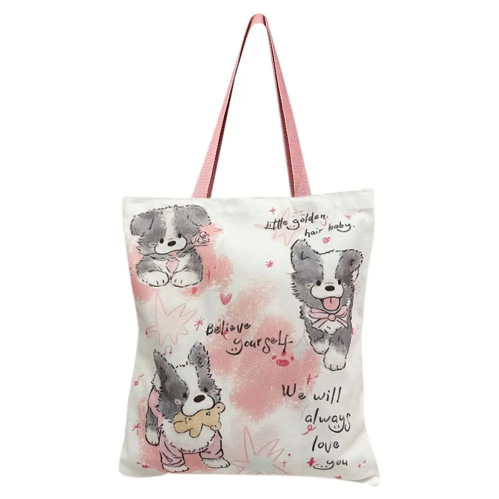 Tutorial Bags Dog Tote Bag Cartoon Large Capacity Messenger Bag Cotton Border Collie Makeup Tool for Children