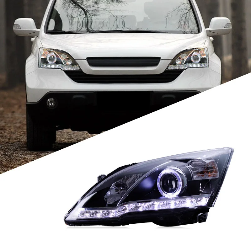 

Suitable for Honda 07-11 CRV headlight assembly modified LED angel eye daytime running light lens xenon headlight