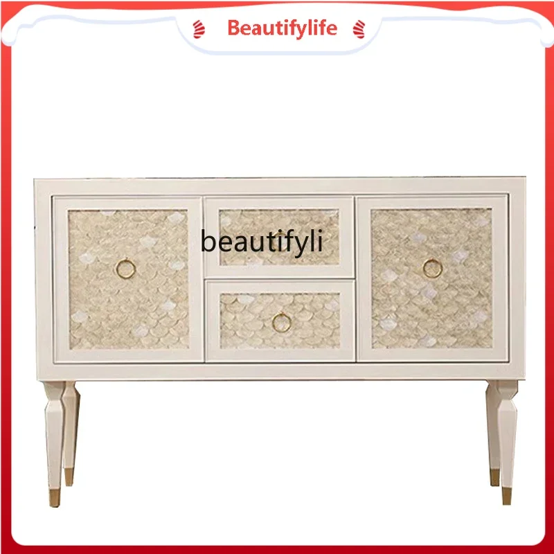 

K185 K185 American Light Luxury Living Room Locker Solid Wood Cream Style Sideboard Home Storage Decoration Hall Cabinet