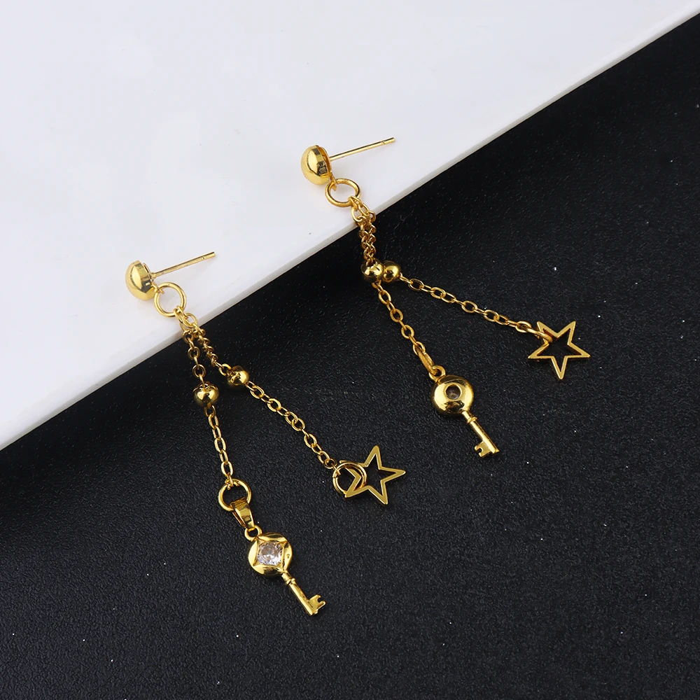 

Fashion Design Gold Plated Necklace Earrings Charm Long Chain Set for Women Jewelry for Date Party Wedding Bride Gift