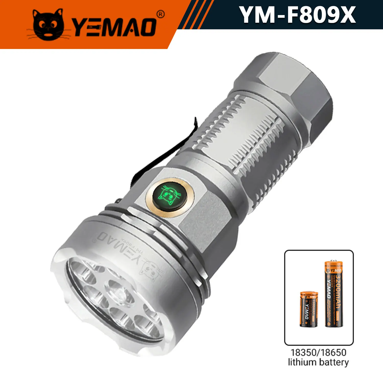 

Фонарик YEMAO F809X 3000LM — 9 светодиодов XTE, перезаряжаемый через USB 18350/18650, алюминиевый фонарь EDC для кемпинга/собак, прогулок