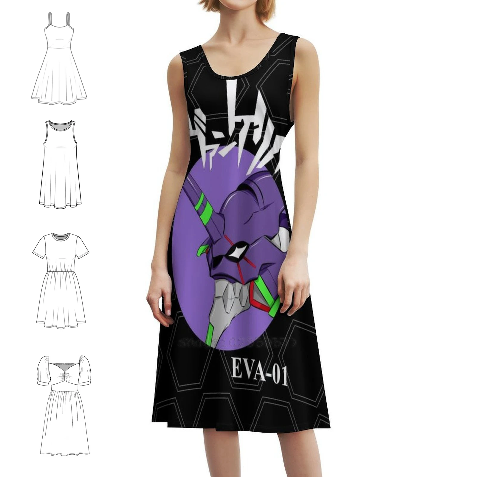 

Eva-01 Белое женское уличное праздничное платье с модным принтом Клубная одежда для женщин Eve Eva 01 Eva Unit 01 Anioły Anime Woman