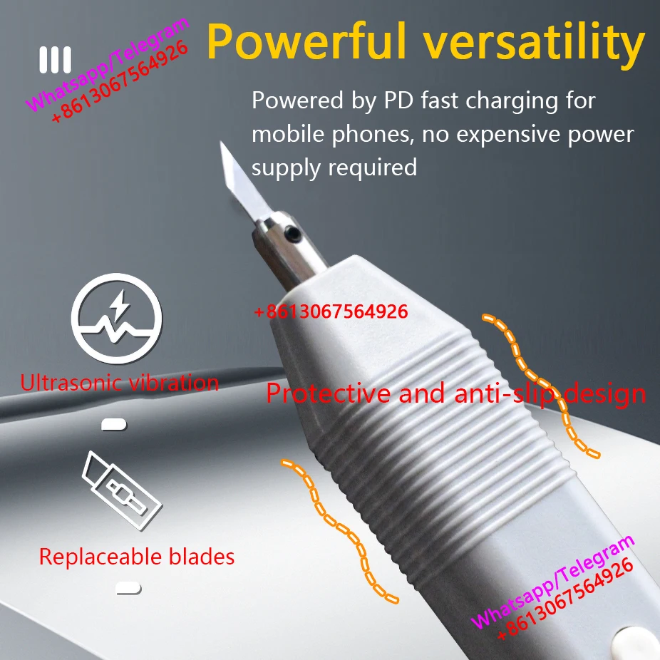 30W DIY Ultrasonic Cutting Knife – Premium Handheld Cutter for 3D Prints, Wood, Plastic & PCB (with 5 Blades & PD Fast Charger)