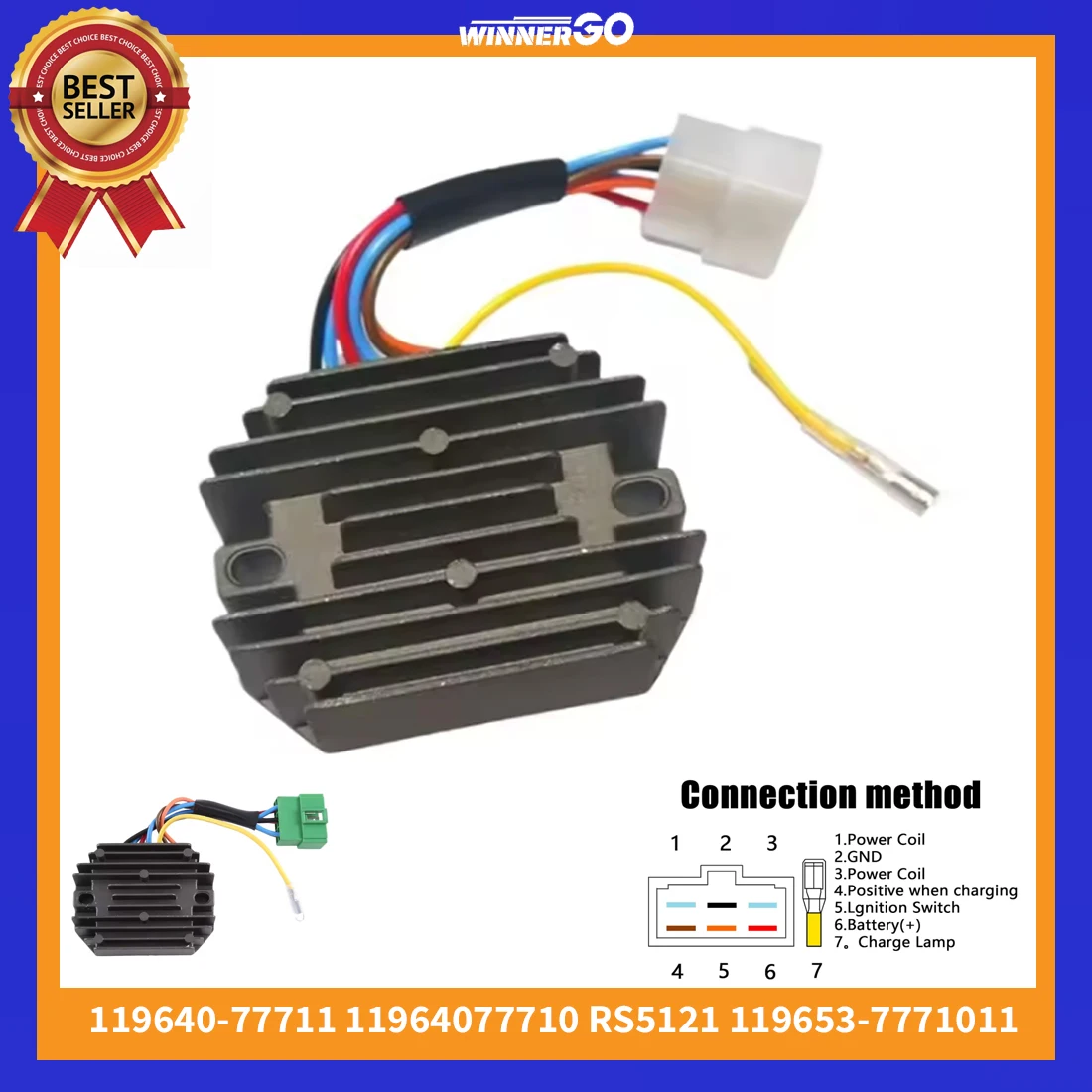 

12V 280W Regulator Rectifier for Komatsu Yanmar 3TNE74 3D74E 3D68E 119640-77710 11964077710 Diesel engines machinery Accessories