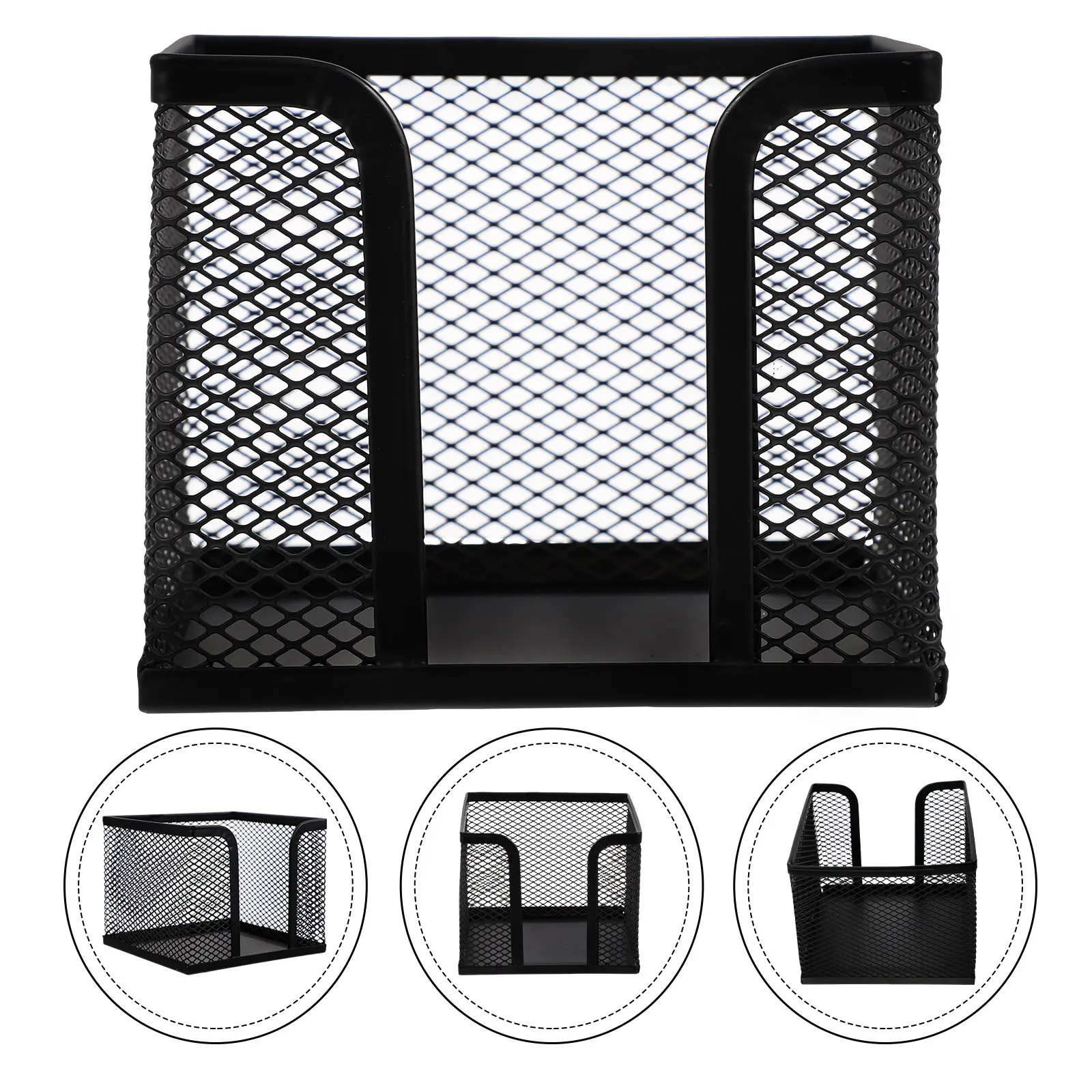 Metal Notepad Holder Desktop Memo Pad Dispenser Organizer for Office Home School Business Cards Pens Index Cards Napkin Holder
