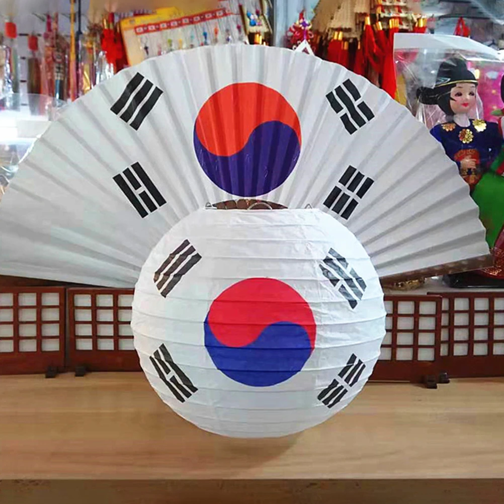 

2 Pcs Korean Tai Chi Outdoor Lanterns Flag Lanterns 8 Inch Diameter Decorative Paper Restaurant Barbecue Festival