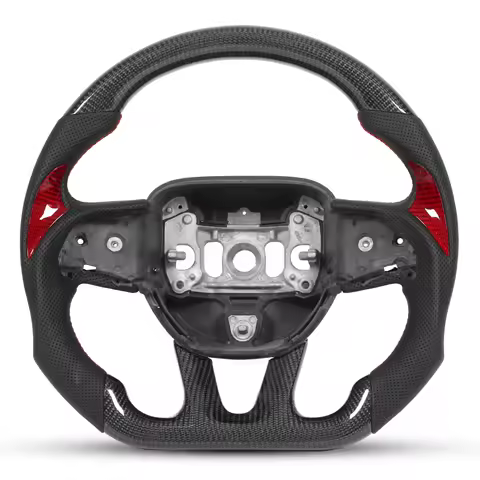 Carbon Fiber Steering Wheel Perforated Leather D Type Steering Wheel for Dodge Challenger Charger SRT HELLCAT 2015‑2020 2021