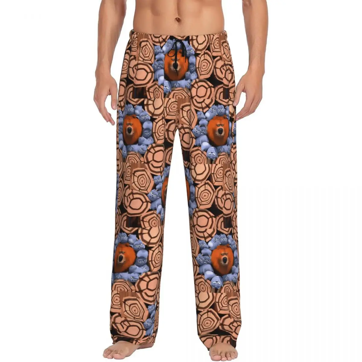 

Custom Print Men's Grizzy And The Lemmings Pajama Pants Cute Cartoon Sleepwear Sleep Lounge Bottoms with Pockets