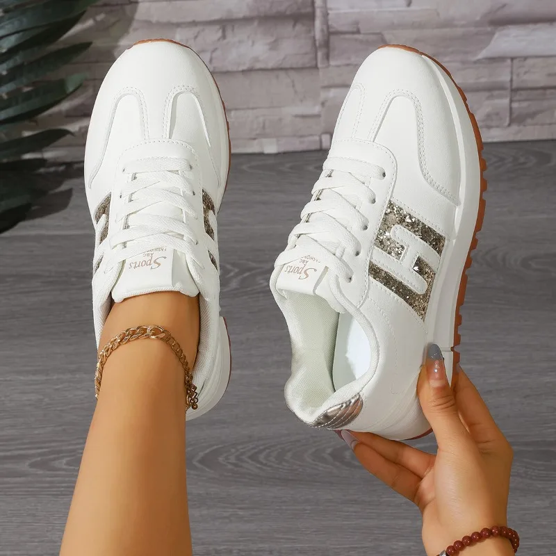 

Spring Autumn New Style Round Toe Women's Sneakers Lace Up Wedge Casual Sport Shoes Comfortable Thick Soled Women Single Shoes