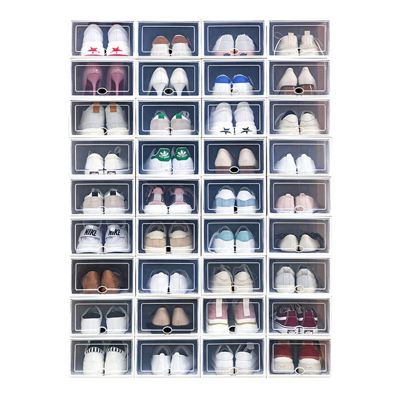 Collapse Overlay12th floor Shoe Cabinets shoes shelve rack organizer Plastic transparent Splicing storage box combination