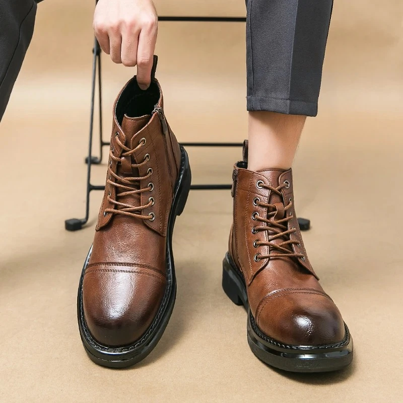 

Shoes for Men New Short Boots Fashion Leather Business Shoes Designer Office Dress Shoes Men Summer Comfortable Ankle Boot Botas