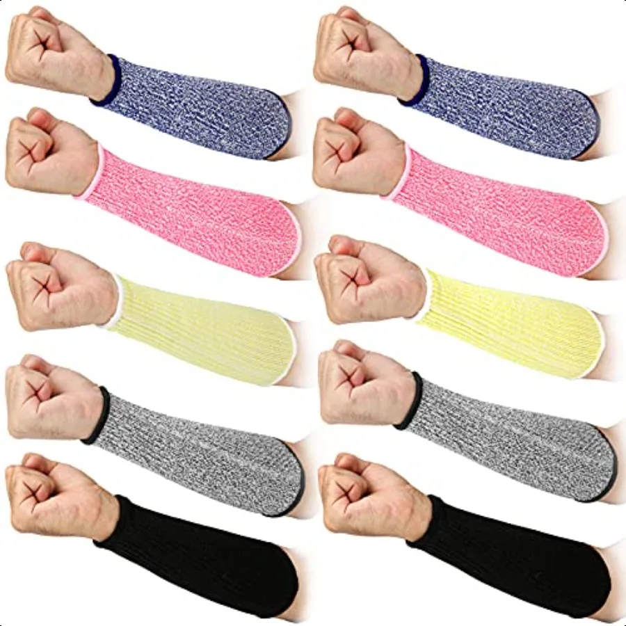 

5 Pairs Cut Resistant Arm Sleeve Forearm Protection Sleeves Level 5 Protection BiteProof Arm Protectors Safety Arm Guard for Me