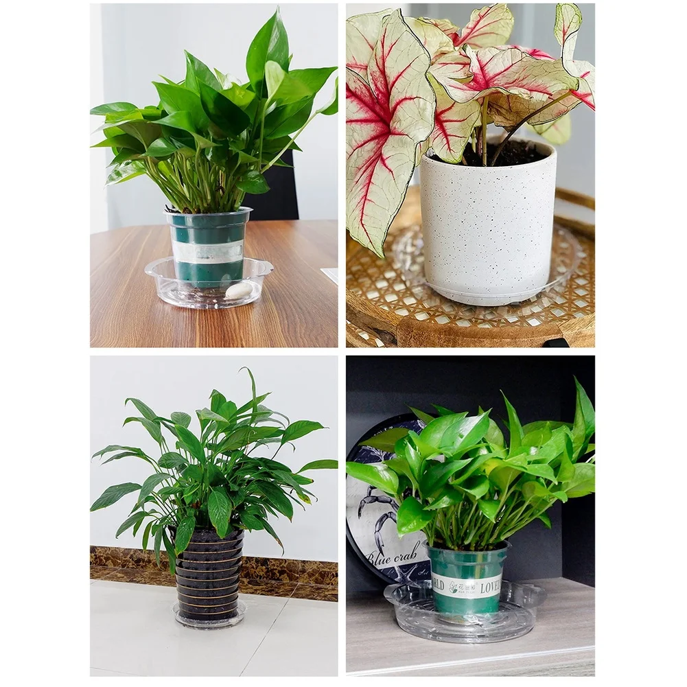 Clear Drip Trays Plant Pot Saucers For Indoor Gardening Sturdy Plastic Material Multi-size Options For Indoor Use