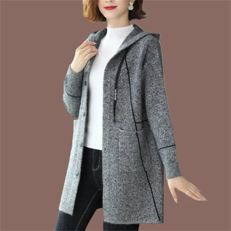 Double Sided Wool Cashmere Woolen Coat For Women Hooded Wide Overcoat For Autumn Winter Female Loose Wool Outcoat 6XL