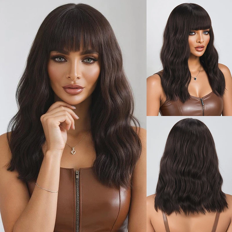 European American style short bobo wig, golden gradient curly hair, fashionable and natural for women