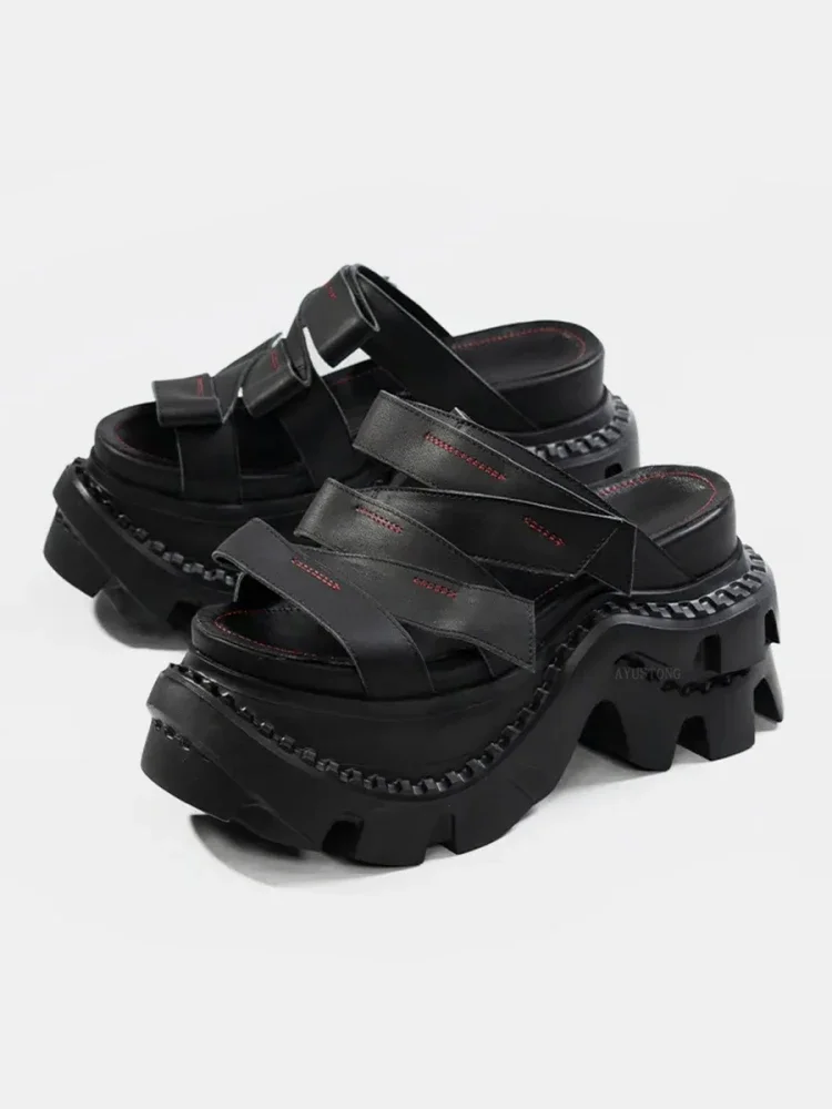 

Unique Design Thick-Soled Slippers Women 2025 Summer New Black Height-Increasing Small Size Outdoor Wear 8cm