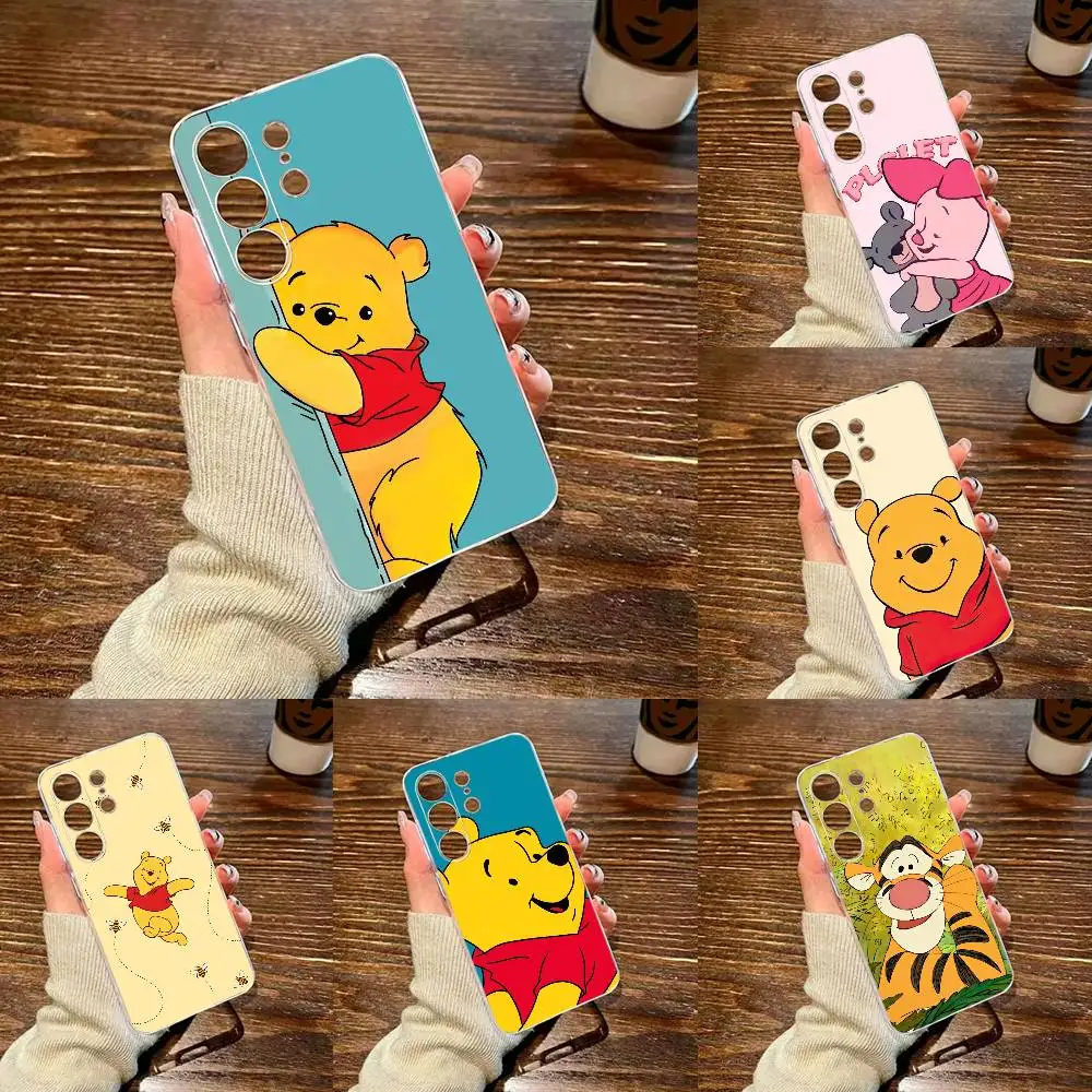 Cartoon-S-Winnie the Pooh Phone Case For Samsung S,25,24,23,22,21,20,30,Ultra,Plus,Fe,Lite Transparent Cover