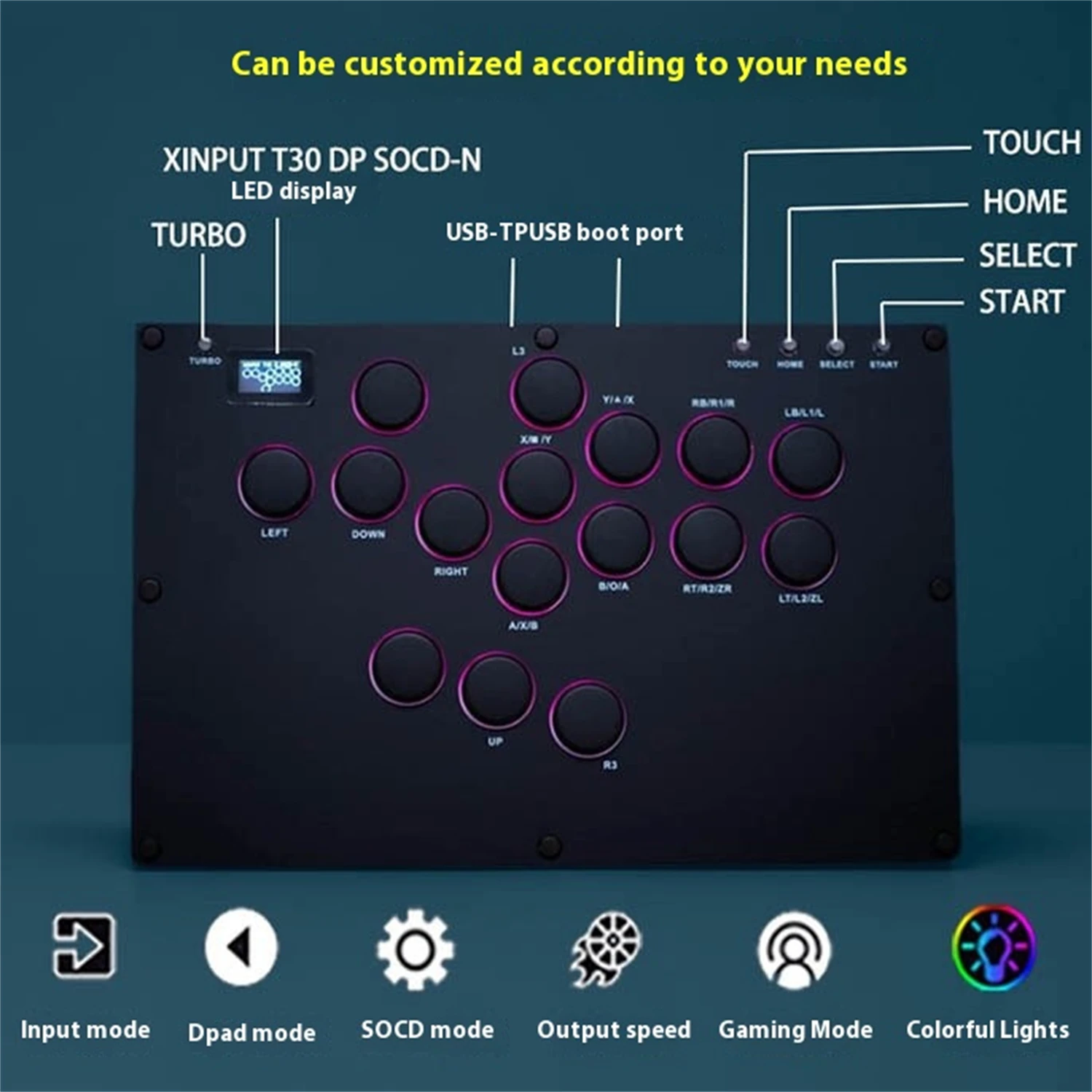 Skin-Feel Game Keyboard/Hitbox Fighting Game Controller/Joystick for PS4 & PS5/Customizable Options