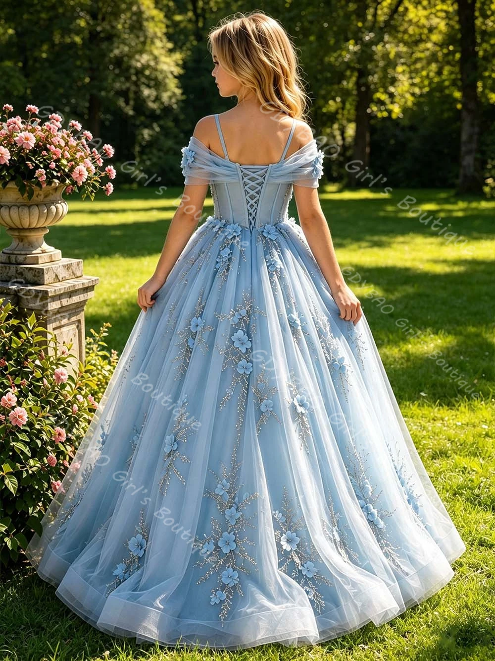 فستان أميرة أزرق ثلاثي الأبعاد - مراجعة Toddler Girl Tulle Party Dress وسعره