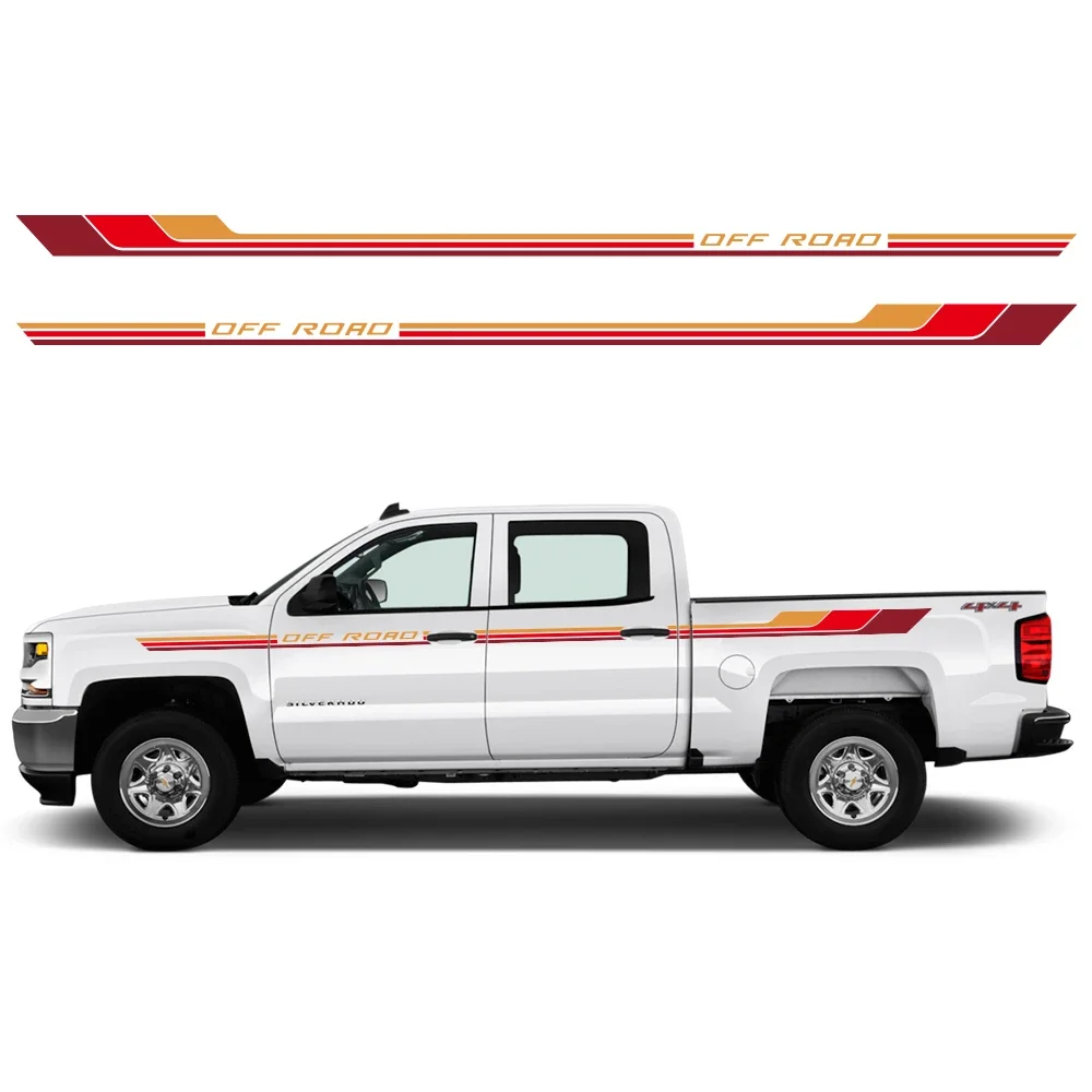 

Car Body Side Sticker Racing Stripes Trims Off-Road Vinyl Decal Accessories For Chevrolet Silverado 1500 2500 Sierra GMT GMC