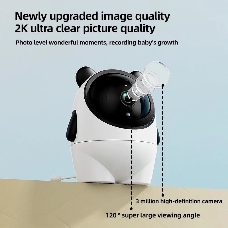 

Danmini 2K HD Baby Monitor Tuya App Remote Control 3 Megapixel 120° Camera Temperature Detection Infrared Night Vision Babyphone