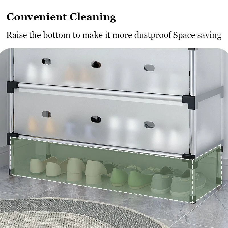 Simple Multilayer Shoes Rack DIY Assemble Space-Saving Shoe Cabinet With Dustproof Diaphragm Household Organizer Storage Stand