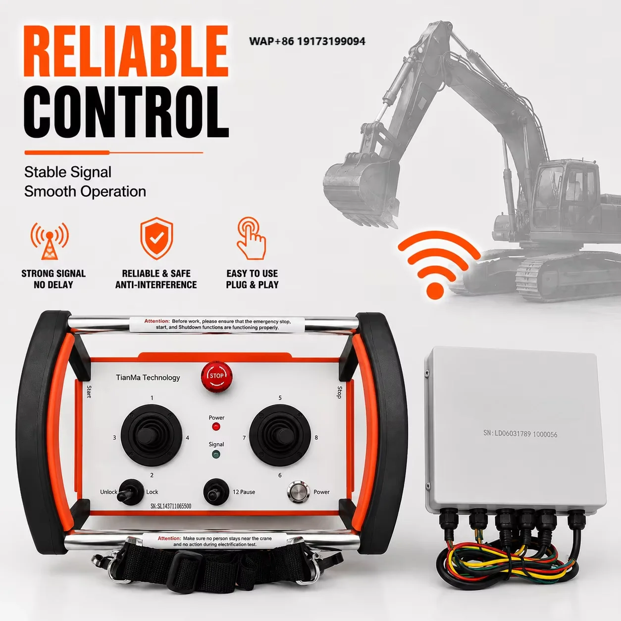 12v 24v Long Distance Excavator Remote Controller with Cross Joysticks Fernbedienung Mit Fadenkreuz