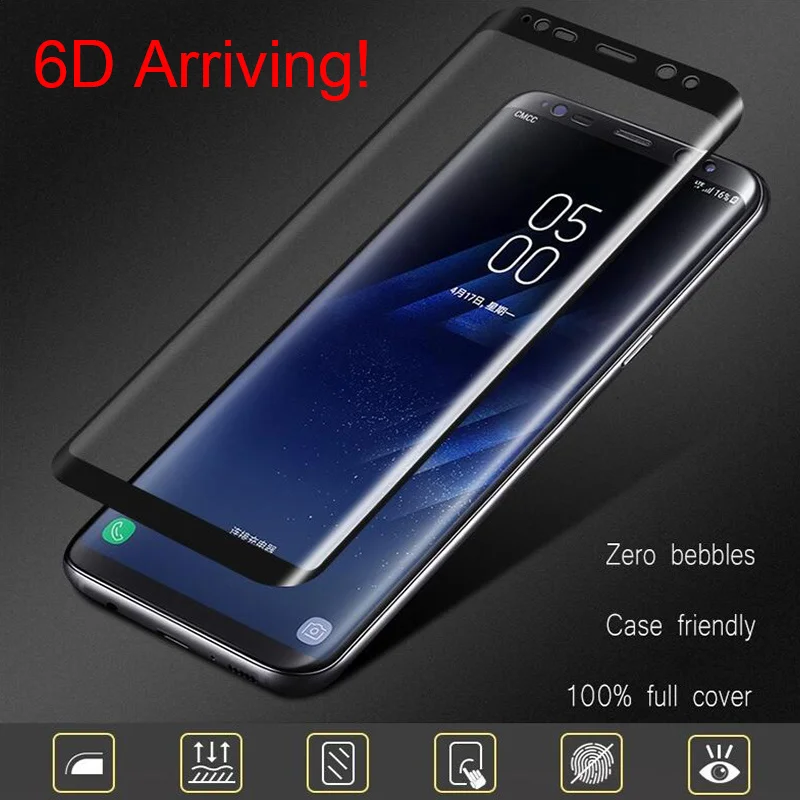 6D Full Curved 5D Tempered Glass For Samsung Galaxy S8 S9 3D Screen Protector Film S6 S7 Edge A6 A8 Plus Cover Case