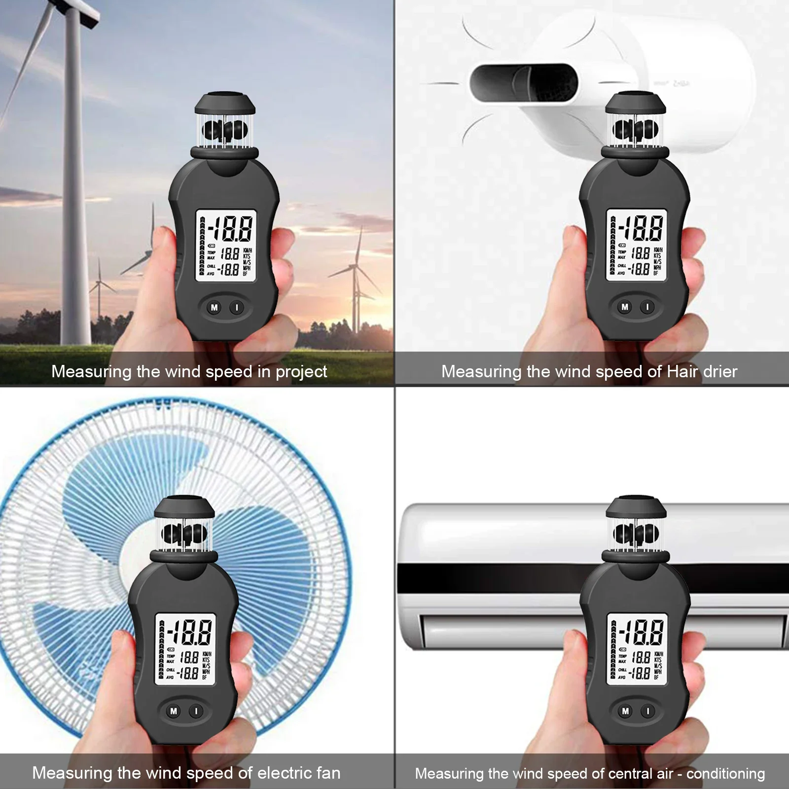 Imagem -05 - Anemômetro Digital Portátil Medidor de Velocidade do Vento Medindo a Velocidade do ar para Ventilações Hvac Barco Vela Tiro Hp876 Bolso
