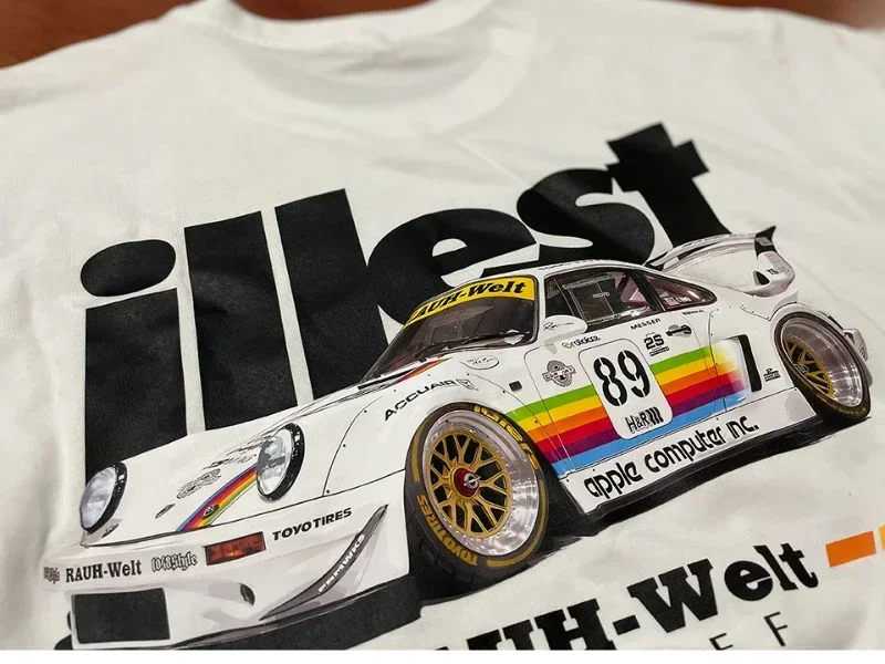 

Car Refit Bayshore Idlers Porsche Hellaflush911RWB Short Sleeve Heavy Cotton Women Print T-shirt for Men and Women Tshirt