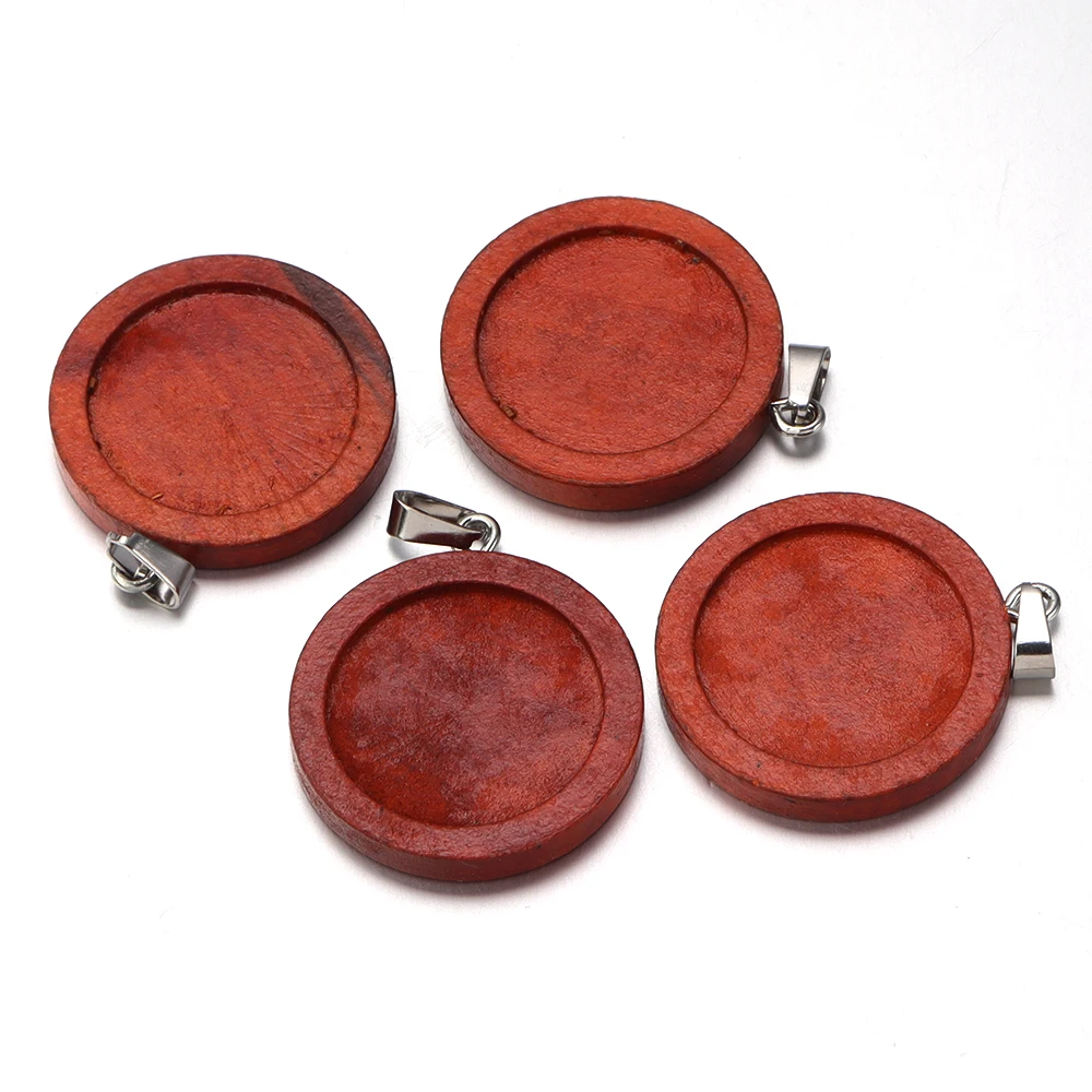 1-5pcs/lot 25-30mm Round Wood Cabochon Base Settings, DIY Accessories
