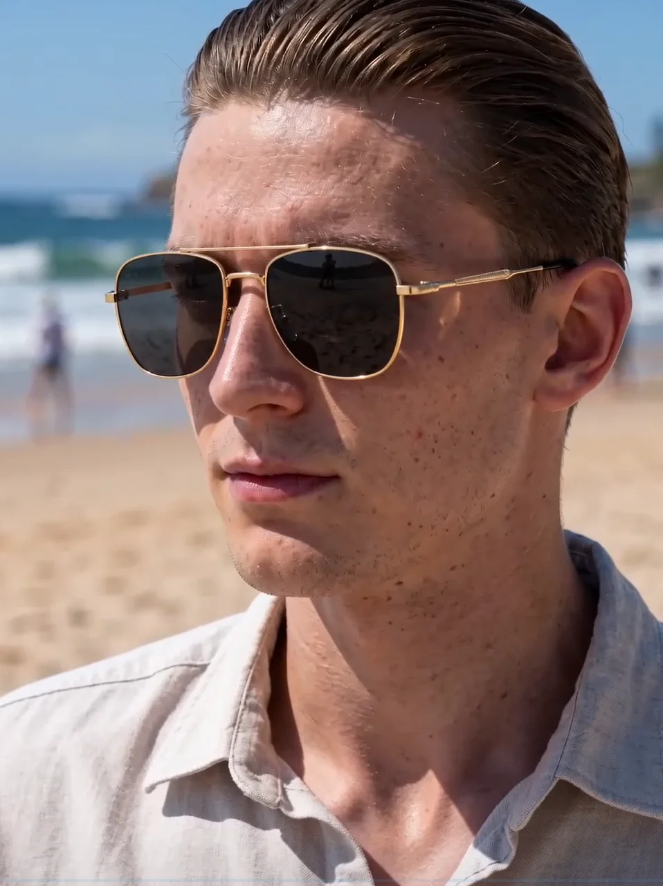 Klassische Pilotenbrille für Damen und Herren, Metallrahmen, Retro-Doppelbrücke, robustes Scharnier, rutschfeste Bügel