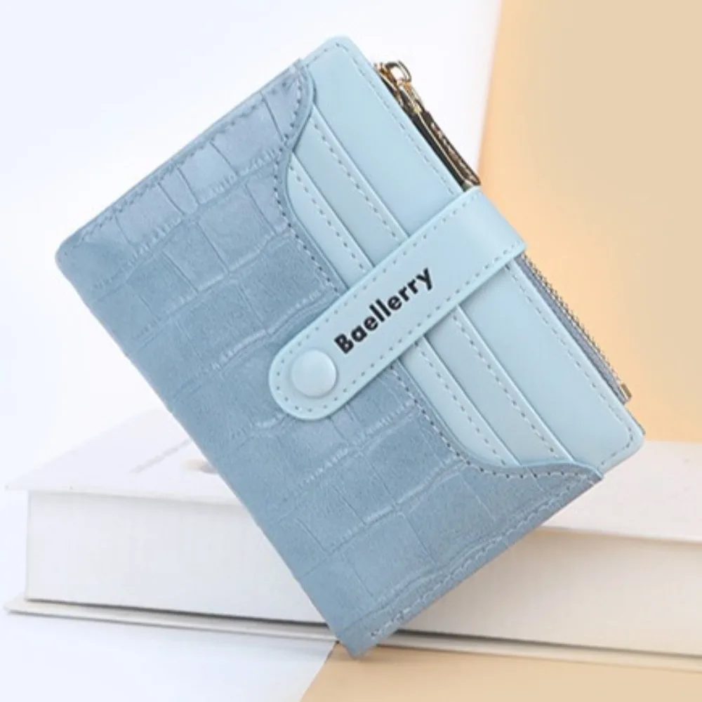 

Simple Stone Pattern Bifold Wallet Sweet Multi-card Slot Women Short Wallet Card Pocket Solid Color Card Bag Daily