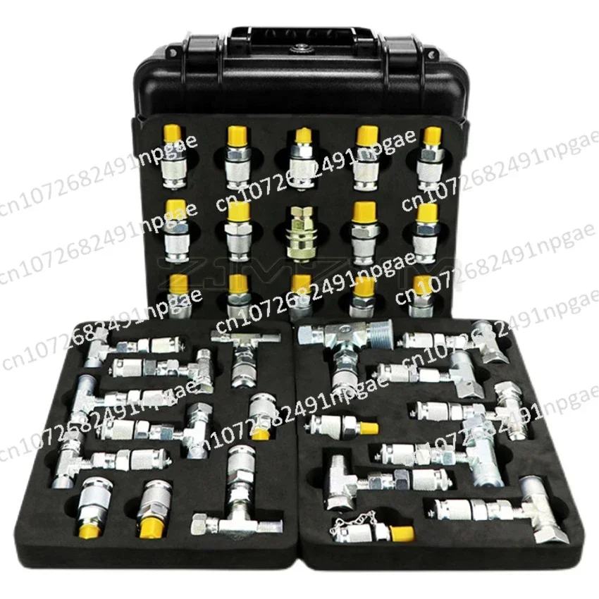 20 joints 14 tees Excavator Pressure Test Tee Pilot Distribution Valve Travel Hydraulic Maintenance Pressure Gauge Adapter Kit