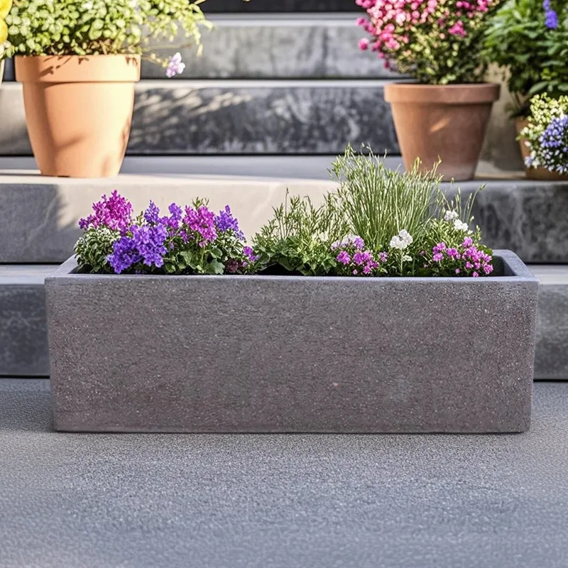 DSA rectangular manger purple sand flower pot coarse ceramic pot landscaping large diameter hydroponic pot extra large flower