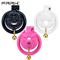 FRRK OX Tiger Male Chastity Cage Device with Mini Bell 4 Sizes Penis Rings Dick Lock Cockrings BDSM Sex Toy For Men Sissies Shop