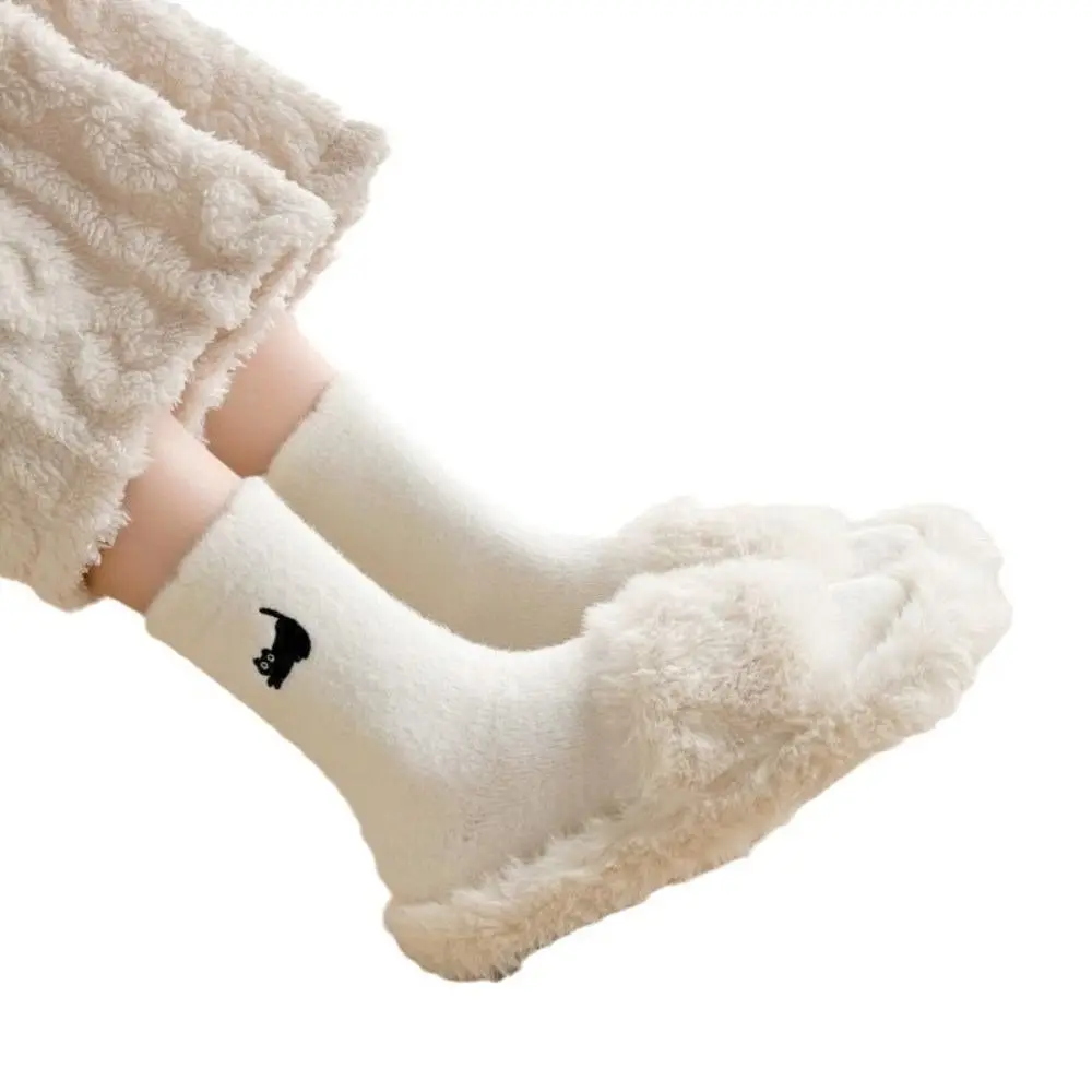Thicken Cute Cat Mink Fleece Socks Winter Super Soft Cashmere Socks Velvet Warm Coral Socks Women
