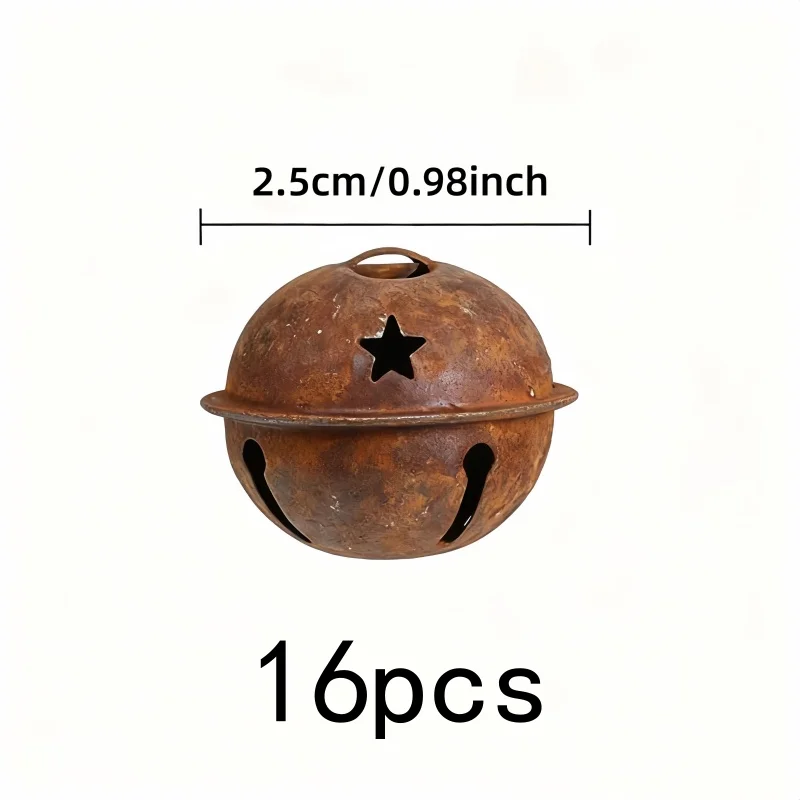 Vintage Rusty Bells 16 pcs, Vintage Rusty Finish, Metal Iron Material, for Christmas Decoration, Multipurpose