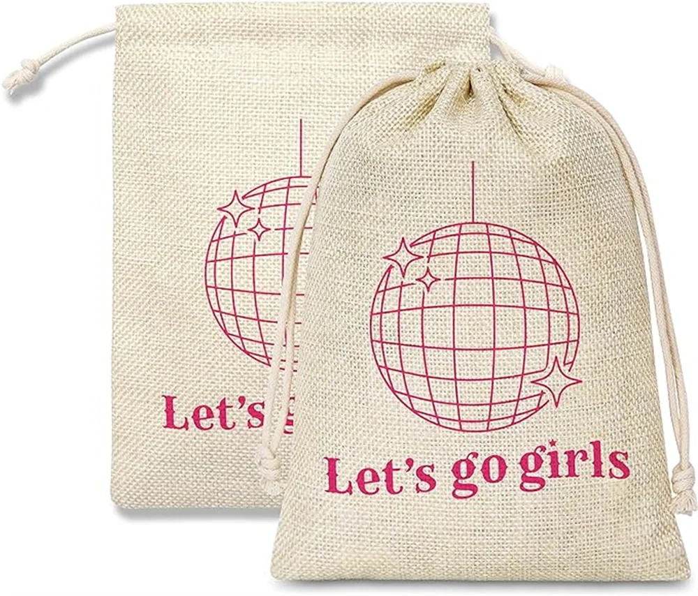 Bolsas de algodón con temática de discoteca, Kit de recuperación de supervivencia con cordón, 5 piezas, para regalo de boda
