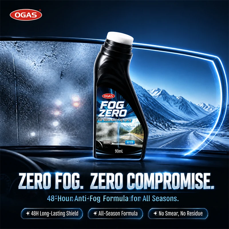 OGAS Car Glass Anti‑Fog Agent 90ml Built‑In Sponge Applicator 48H Long Lasting Streak‑Free Defogger Vehicle Motorcycle Goggles