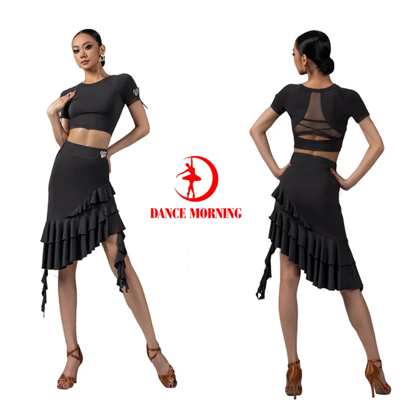 

Latin dress salsa dress competition dress adult black W24C303