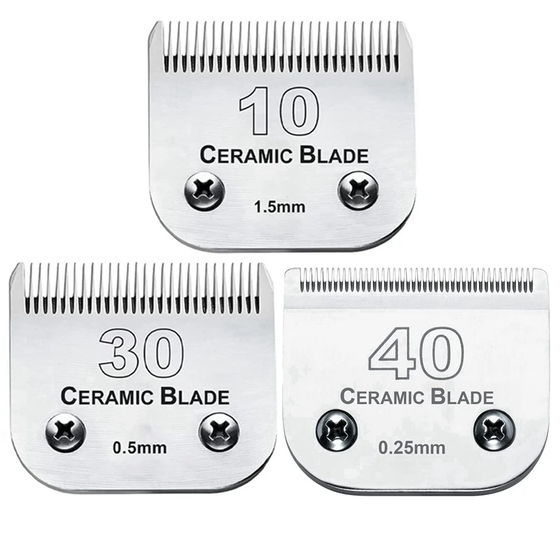 Detachable Pet Dog Animal Clipper Ceramic Blade set Compatible with Most Andis,Oster A5,Wahl KM10 Series Clippers,#10/#30/#40