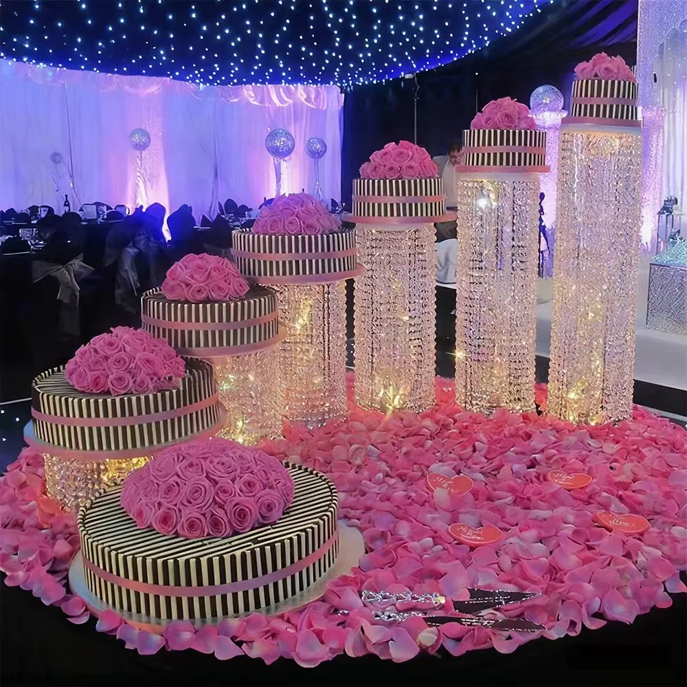 Wedding Romantic Crystal Cake Stand Decors Multi-layer Transparent Acrylic Display Piece Cake Dessert Holder