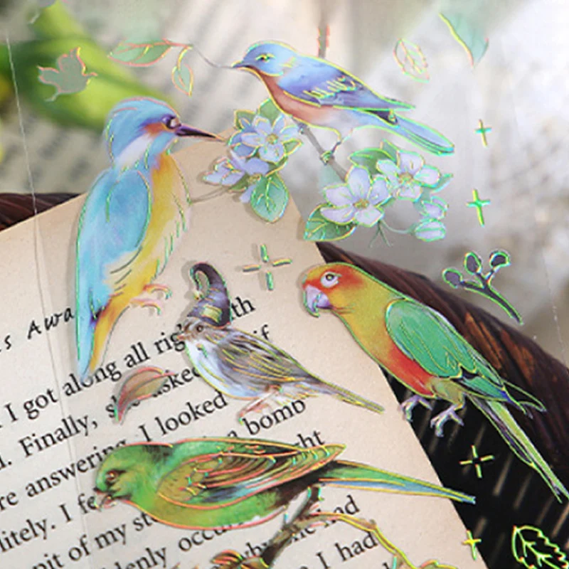 Vintage Jellyfish Sticker Creative Bird feathers Material Decorative Stationery Sticker Label Diary Phone Journa Notepad Sticker