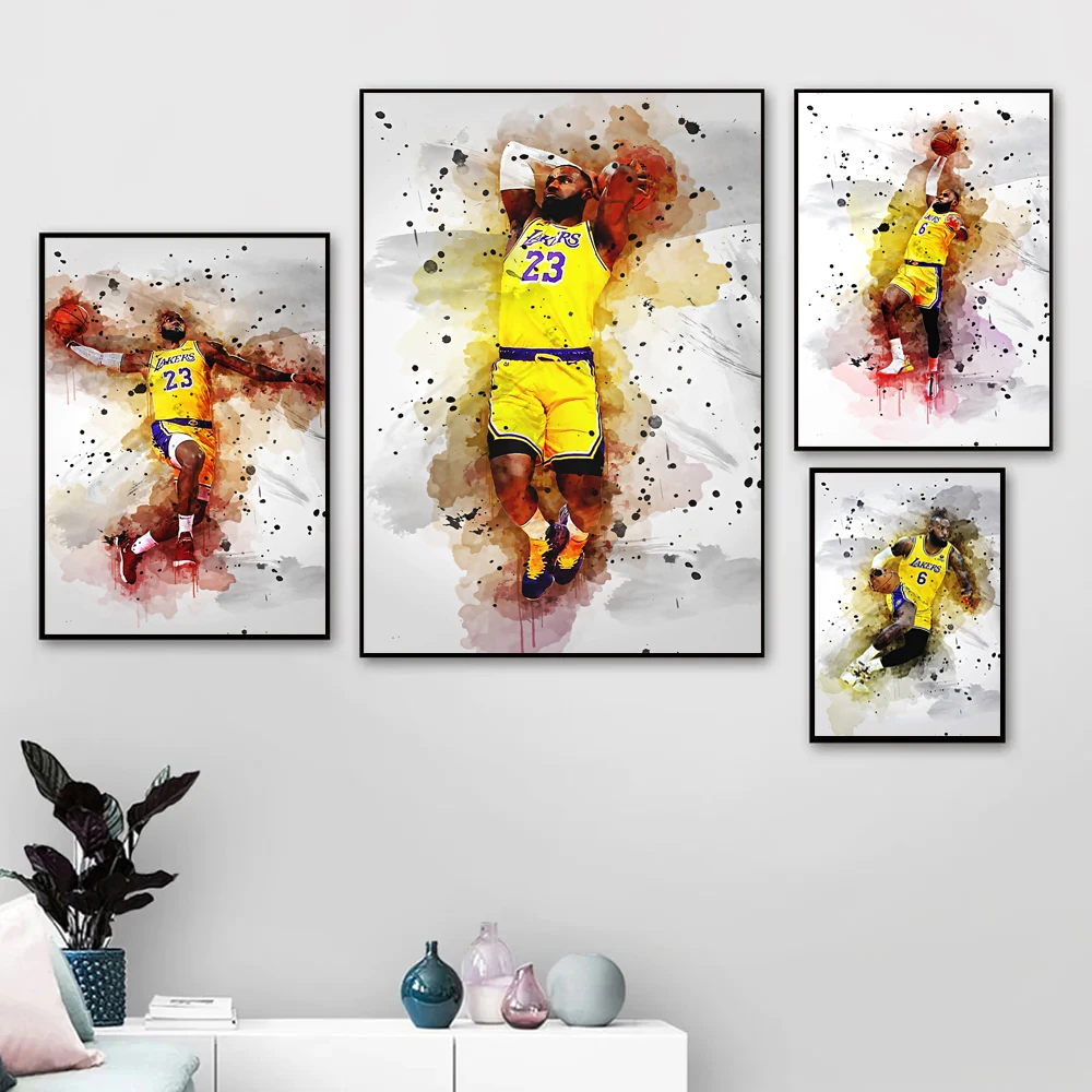 

Baskteball Player Art Canvas Poster And Prints Watercolor Wall Art Canvas Painting For Living Room Bedroom Home Decor