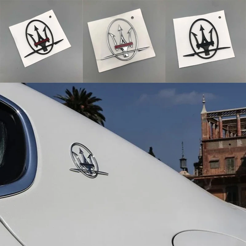 1 par de pegatinas laterales 3D para guardabarros de coche con logo Maserati Quattroporte Ghibli Gran Turismo GC GT Levante, calcomanía para maletero y carrocería de auto