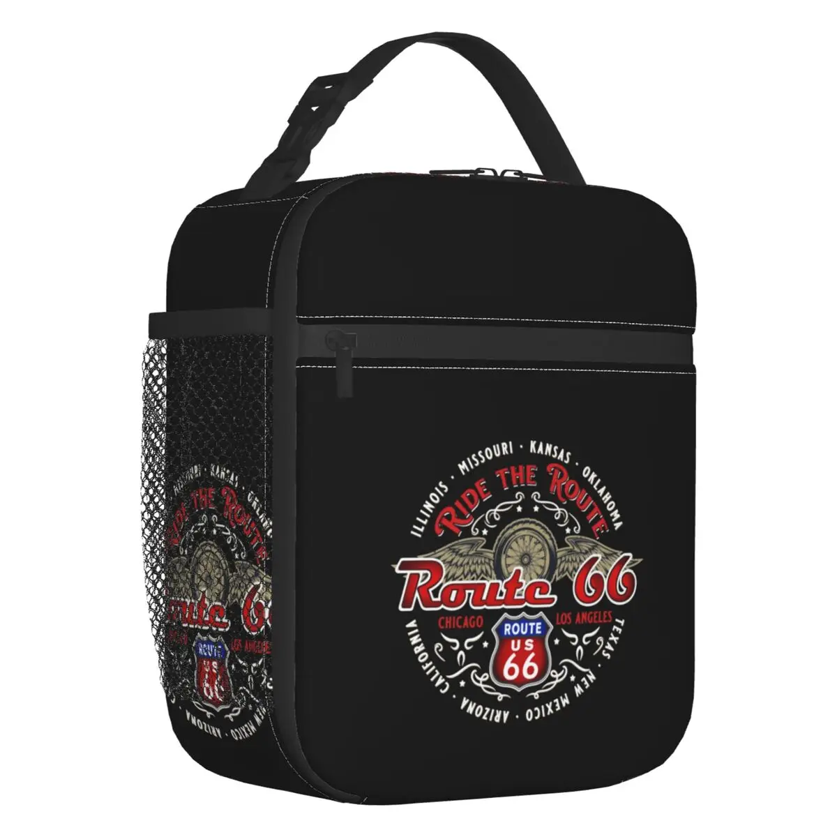 Read The Route 66 Motorcyle Bikers Insulated Lunch Bags  USA Highways Resuable Cooler Thermal Food Lunch Box Work School Travel